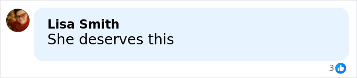 Facebook comment from Lisa Smith stating she believes someone deserves a consequence, related to mom&rsquo;s chilling Google searches case.