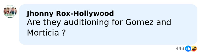 Comment on a social media post questioning if people are auditioning for Gomez and Morticia from the Christmas card backlash.