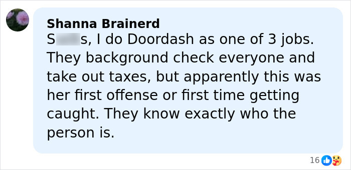 Comment discussing DoorDasher background checks and first offense after alleged pepper-spraying incident. Comment discussing DoorDasher background checks and first offense after alleged pepper-spraying incident.