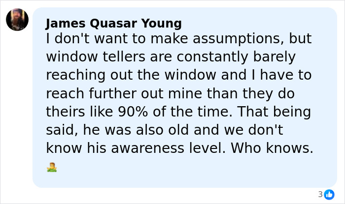Comment discussing challenges in McDonald&rsquo;s drive-thru window service amid a fatal accident involving a man.