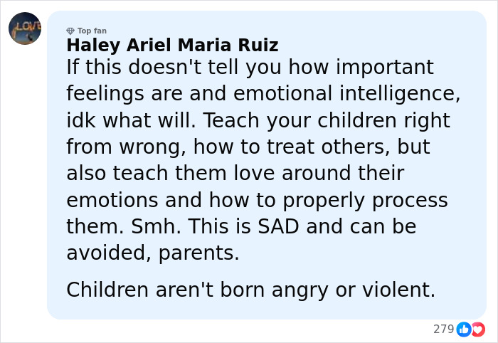 Comment by Haley Ariel Maria Ruiz emphasizing emotional intelligence and teaching children kindness to prevent violence after teens charged with homicide. Comment by Haley Ariel Maria Ruiz emphasizing emotional intelligence and teaching children kindness to prevent violence after teens charged with homicide.