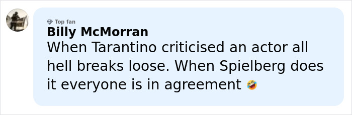Comment from Billy McMorran about Spielberg refusing to work with Ben Affleck after incident involving director's son.