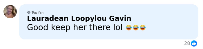 Comment from Lauradean Loopylou Gavin laughing about Bonnie Blue's controversial tour arrest with emojis and casual tone. Comment from Lauradean Loopylou Gavin laughing about Bonnie Blue's controversial tour arrest with emojis and casual tone.