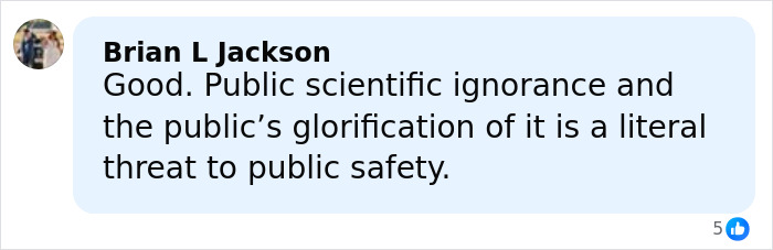 Comment by Brian L Jackson highlighting public scientific ignorance as a threat to public safety related to pseudoscience.