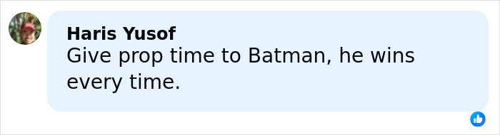 Social media comment by Haris Yusof praising Batman's consistent winning, related to Zendaya engagement ring and Tom Holland. Social media comment by Haris Yusof praising Batman's consistent winning, related to Zendaya engagement ring and Tom Holland.