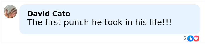 Comment by David Cato saying the first punch Jake Paul took in his life in a social media post.