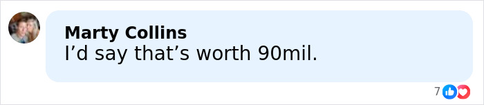 Comment from Marty Collins saying I&rsquo;d say that&rsquo;s worth 90mil, reacting to Jake Paul&rsquo;s broken jaw punchline online.