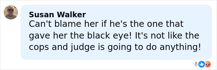 Comment from Susan Walker expressing frustration about police and judge in a brutal sleeping boyfriend attack case.