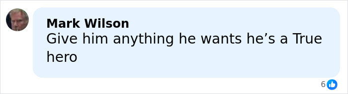 Comment by Mark Wilson praising hero who stopped Bondi Beach attacker with a once-in-a-lifetime move on a social media post.