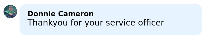 Comment from Donnie Cameron thanking a hero cop who stopped Bondi Beach attacker with once-in-a-lifetime move.