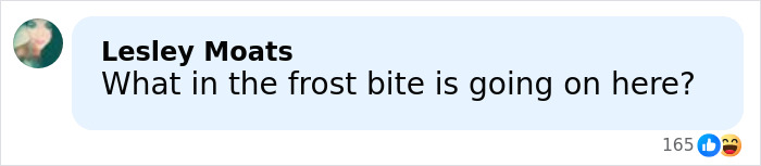 Comment from Lesley Moats reacting humorously to Brooks Nader hilariously trolled for wearing 1,260 dollar Santa belt as shirt.