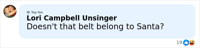 Comment about Brooks Nader hilariously trolled for wearing a Santa belt as a shirt in Aspen with laughing reactions.