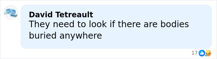 Comment from David Tetreault discussing the possibility of bodies buried in the context of eerie new images from Epstein&rsquo;s private island home.