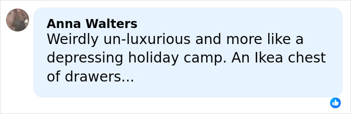 Comment from Anna Walters describing Epstein&rsquo;s private island home interior as un-luxurious and depressing.