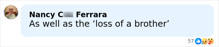 Comment text on a social media post discussing the loss of a brother in relation to Rob Reiner’s children breaking silence after Nick’s charges. Comment text on a social media post discussing the loss of a brother in relation to Rob Reiner’s children breaking silence after Nick’s charges.