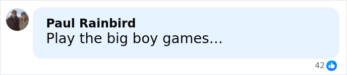 Comment from Paul Rainbird saying play the big boy games in a social media post about crypto scammer case. Comment from Paul Rainbird saying play the big boy games in a social media post about crypto scammer case.