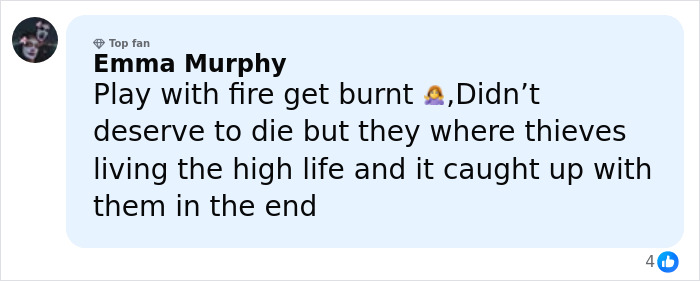 User comment on crypto scammer case, expressing opinion about consequences of living a high life and theft. User comment on crypto scammer case, expressing opinion about consequences of living a high life and theft.