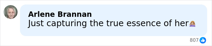 Comment by Arlene Brannan defending Karoline Leavitt, praising the true essence captured in her close-up photo.