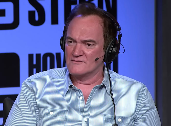 Quentin Tarantino speaking with headphones on during a studio interview about weakest male actor controversy in Hollywood. Quentin Tarantino speaking with headphones on during a studio interview about weakest male actor controversy in Hollywood.