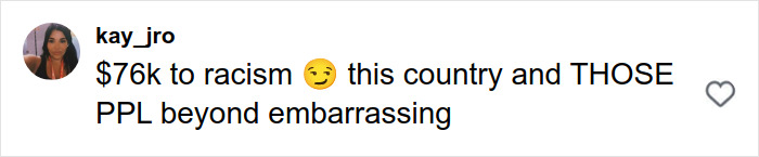 Screenshot of a social media comment referencing racism and controversy involving a Cinnabon worker and Somali couple.