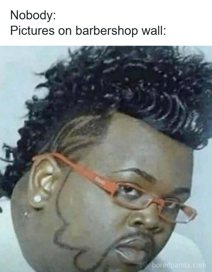 Man with unique haircut and orange glasses, showcasing humor and creativity in memes to handle reality with humor.