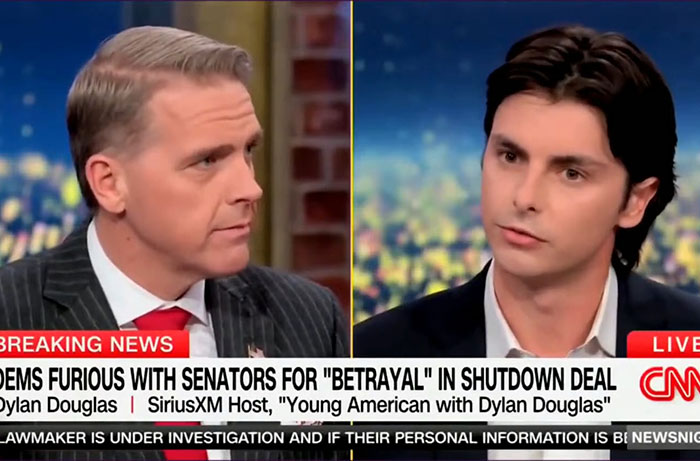Scott Jennings debating Dylan Douglas on CNN about Michael Douglas and Zeta-Jones nepo baby son&rsquo;s debate flop.