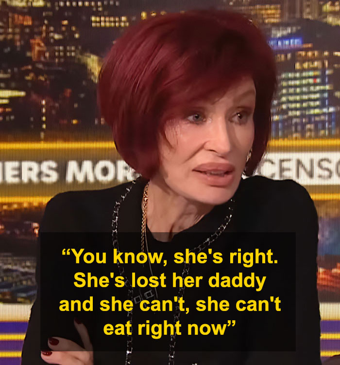 Sharon Osbourne speaking about Kelly’s heartbreaking weight loss during a televised interview with city lights background. Sharon Osbourne speaking about Kelly’s heartbreaking weight loss during a televised interview with city lights background.