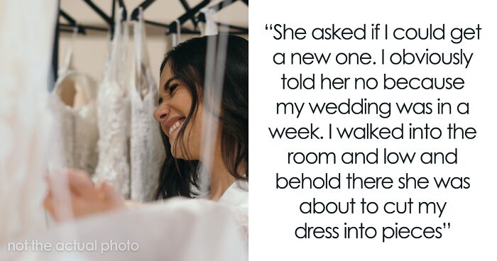 Woman Saves Her Dress From Jealous Sister Right Before She Tries To Cut It, Bans Her From The Wedding