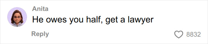 Comment by Anita advising to get a lawyer as SAHM struggles with divorce and financial planning.