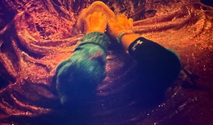 Hands covered in a glittery fabric, highlighting Stranger Things episode blunder edited after fans exposed the mistake.