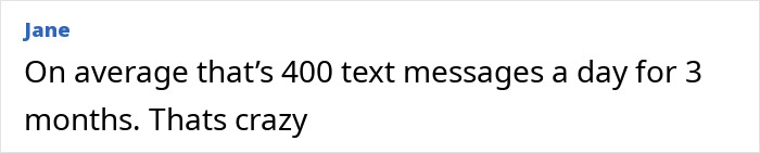 Comment from Jane discussing the teacher who sent 35K texts to a student, describing the situation as very disturbing.