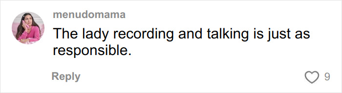 Comment reading The lady recording and talking is just as responsible in a social media conversation about a teen taught a harsh lesson by judge after pepper-spraying tourists on a boat. Comment reading The lady recording and talking is just as responsible in a social media conversation about a teen taught a harsh lesson by judge after pepper-spraying tourists on a boat.