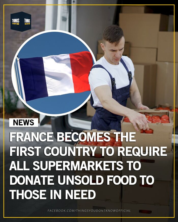 Man unloading boxes of food with French flag, highlighting compelling facts and stories for dinner party conversation starters.