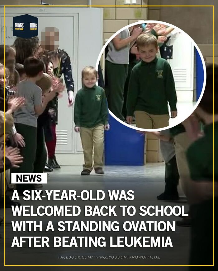 Six-year-old boy welcomed back to school with standing ovation after beating leukemia, inspiring compelling facts and stories.
