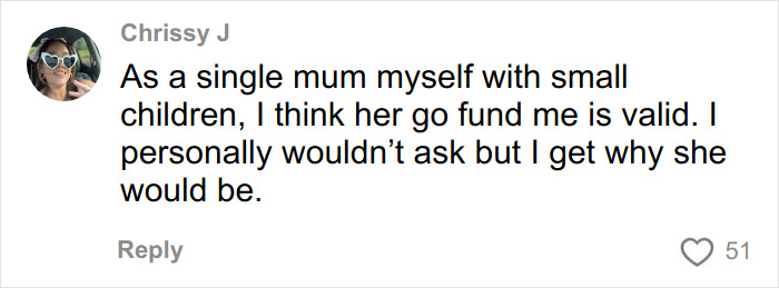 Comment from single mom defending tone deaf GoFundMe after Bondi Beach attack, sparking widespread online outrage.