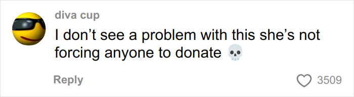 Social media comment defending single mom&rsquo;s tone deaf GoFundMe after Bondi Beach attack sparks outrage, with skull emoji.