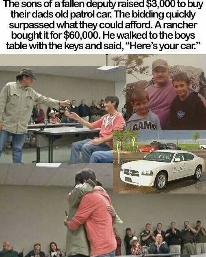 Sons of fallen deputy raised money to buy patrol car, rancher surprises them by gifting the car back in a wholesome moment.