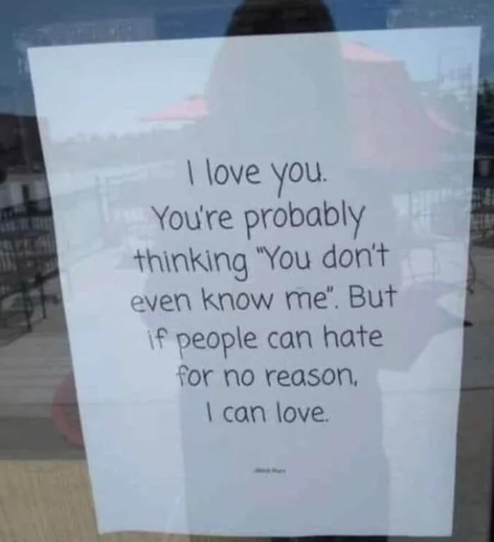 Handwritten note expressing love and kindness, a sweet and wholesome pic to cleanse your feed with positivity.