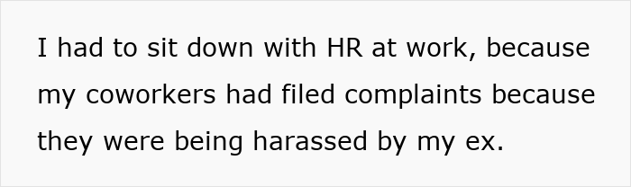 Alt text: Woman discussing coworker harassment and reputation damage after leaving husband of 10 years in a workplace setting.