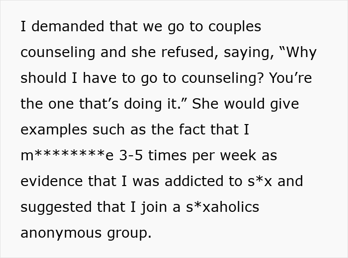 Wife of 10 years ruins husband&rsquo;s reputation after refusing couples counseling and accusing him falsely.