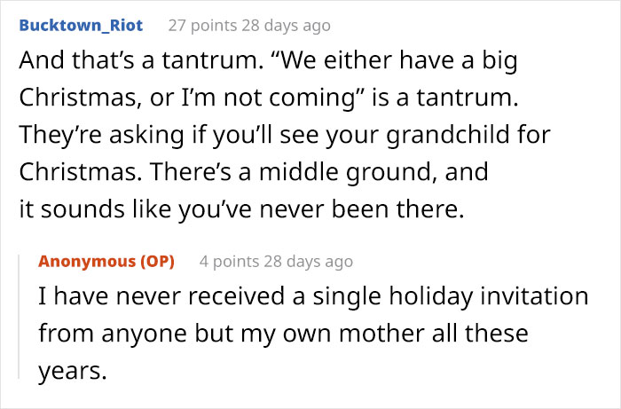 Text conversation about holiday invitations and criticism of adults claiming feminism while leaving moms to do all the labor during Christmas.