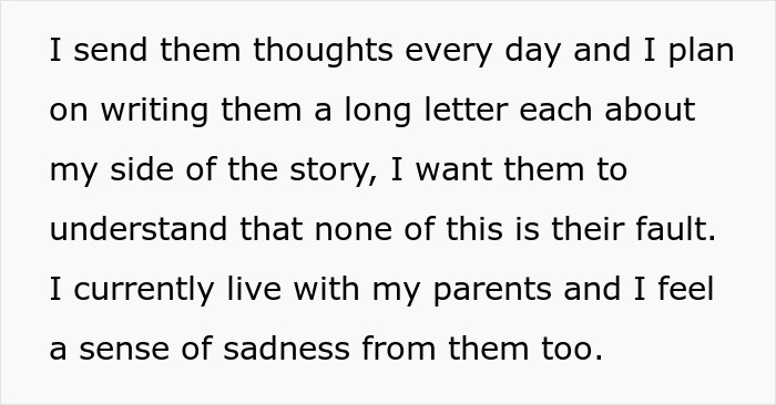 Text excerpt showing a mother reflecting on her feelings and connection with her kids after running away on Christmas.