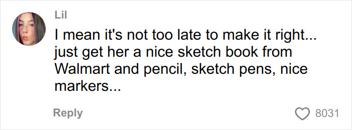 Comment suggesting buying better gifts from Walmart after backlash over dollar store items for Angel Tree haul.