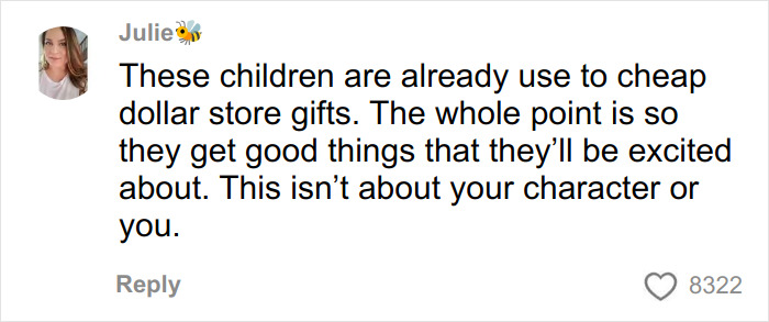 Social media comment criticizing dollar store gifts in a child's Angel Tree haul controversy spark backlash.