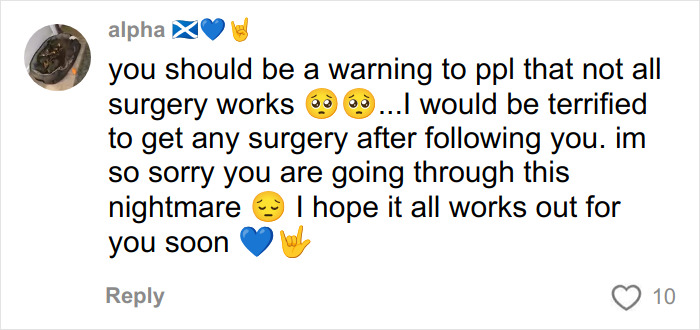 Social media comment expressing concern about risks of surgery after woman who got veneers in Turkey experienced nose collapse. Social media comment expressing concern about risks of surgery after woman who got veneers in Turkey experienced nose collapse.