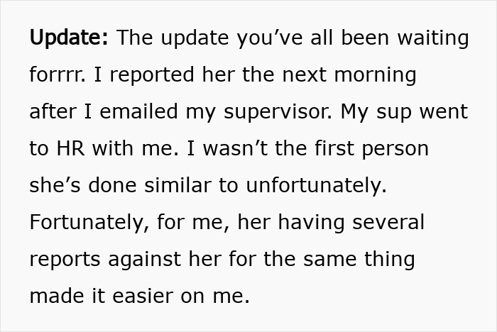 Text update about coworker reports to HR leading to consequences, highlighting woman puts coworker on blast on social media. Text update about coworker reports to HR leading to consequences, highlighting woman puts coworker on blast on social media.