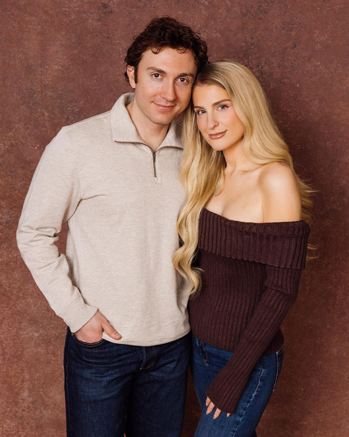 Meghan Trainor and a man posing together, with Meghan explaining why she used a surrogate for her baby. Meghan Trainor and a man posing together, with Meghan explaining why she used a surrogate for her baby.