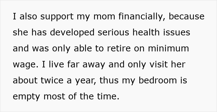 Text about supporting mom financially due to health issues, relevant to entitled uncle expecting niece retirement plan.