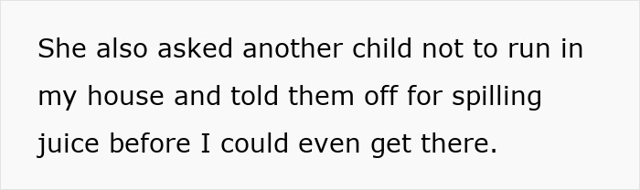 Guest mom at a birthday party rearranging food, correcting children, and taking control of the house causing awkward moments.