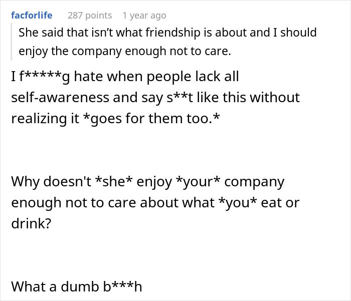 Screenshot of a heated online comment discussing lack of self-awareness in a MIL and DIL pregnancy emergency story.